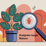 Illustration araignée rouge maison plante intérieure détectée