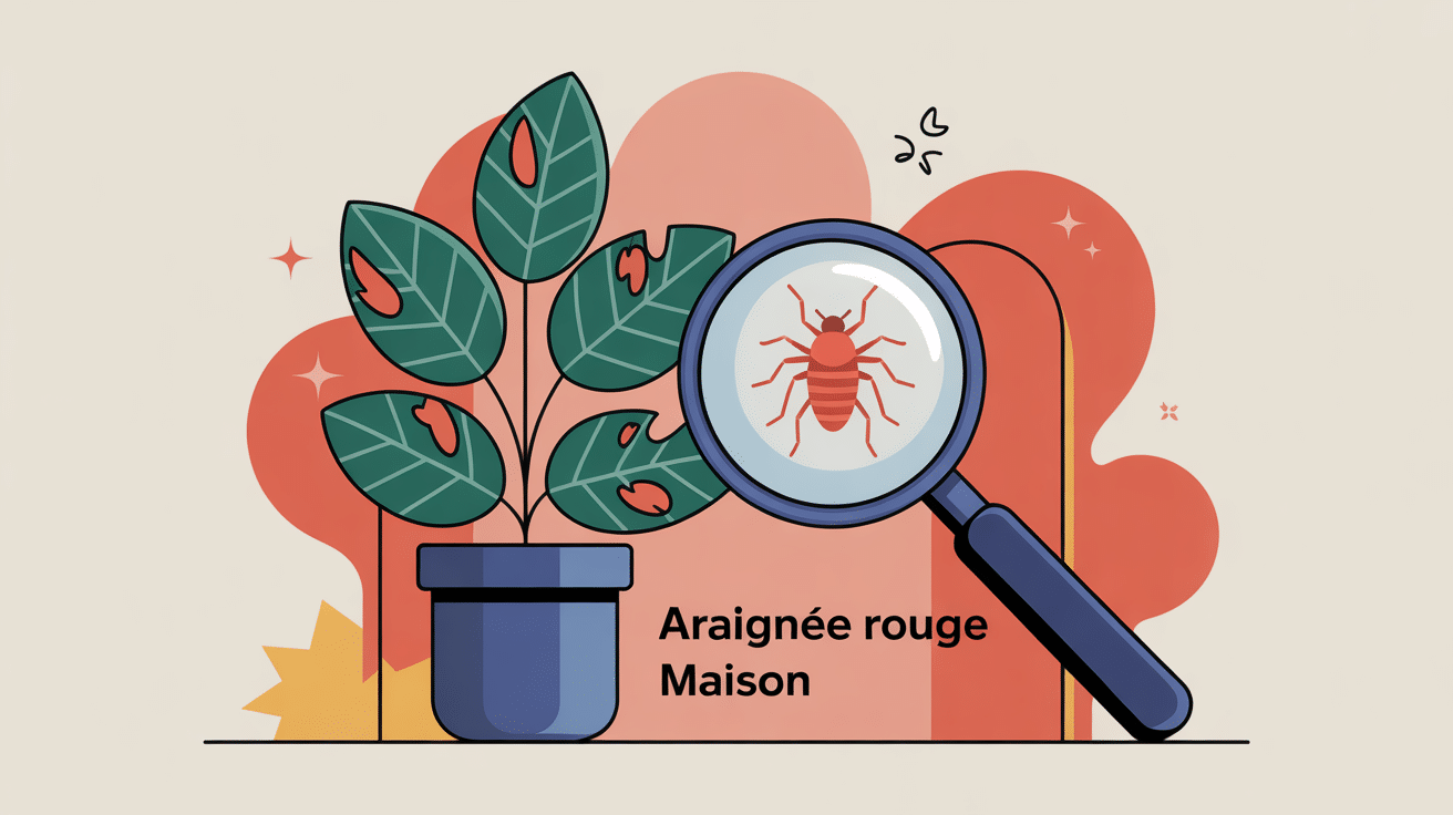Illustration araignée rouge maison plante intérieure détectée