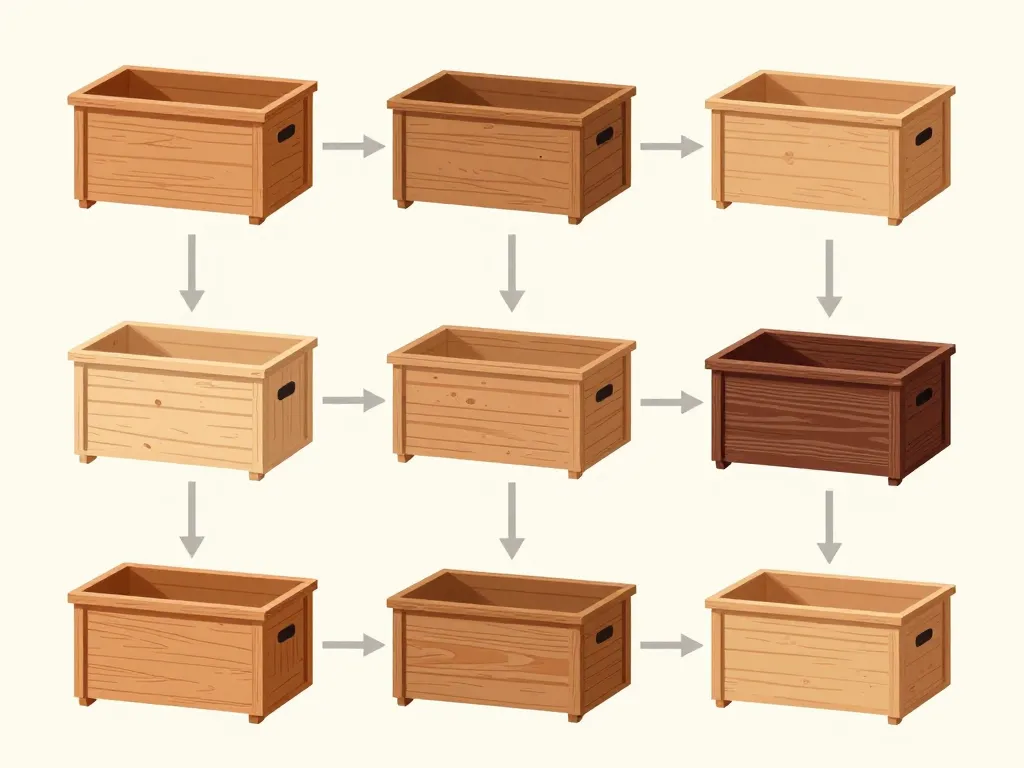 Différents types et tailles de composteur en bois illustrés