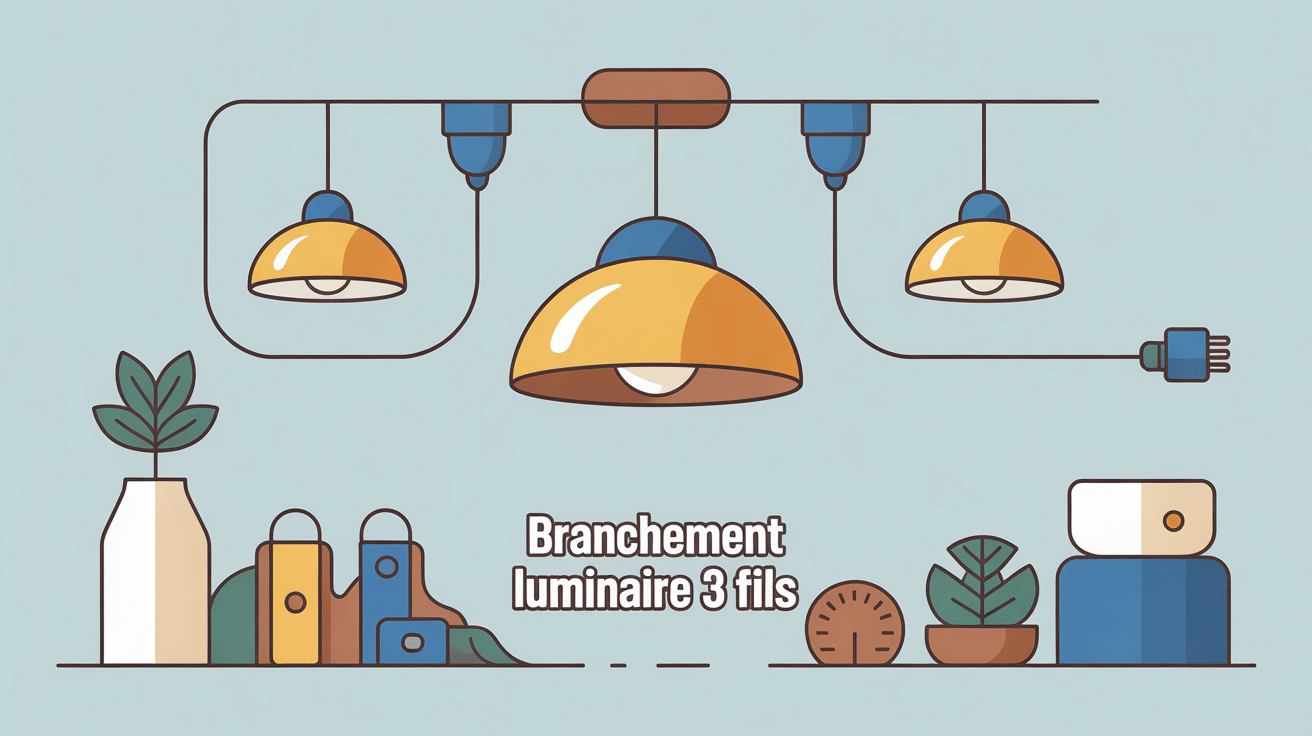 branchement luminaire 3 fils illustration vectorielle sécurisée