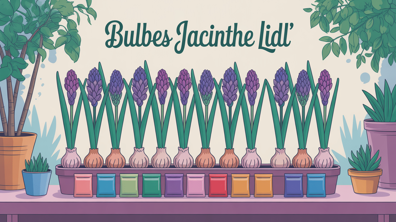 illustration bulbes jacinthe lidl en fleurs et sachets