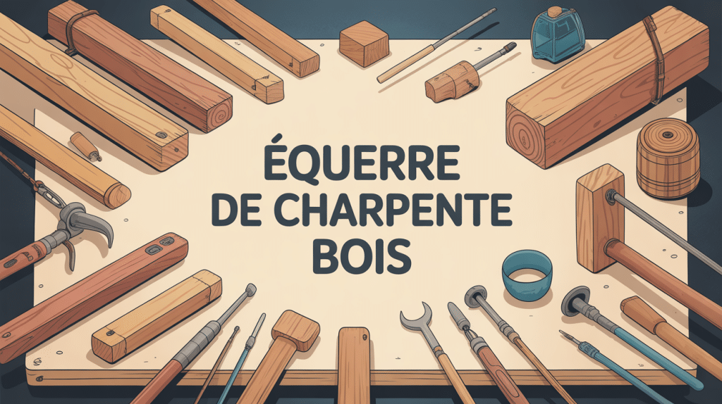 illustration équerre charpente bois différents modèles sur plan de travail