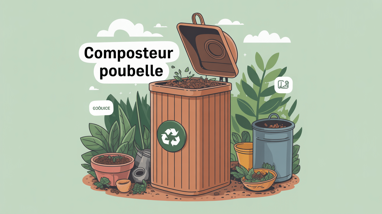 illustration fabriquer un composteur avec une poubelle jardin