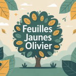 olivier stylisé avec feuilles jaunes et vertes, signe de feuille jaune olivier