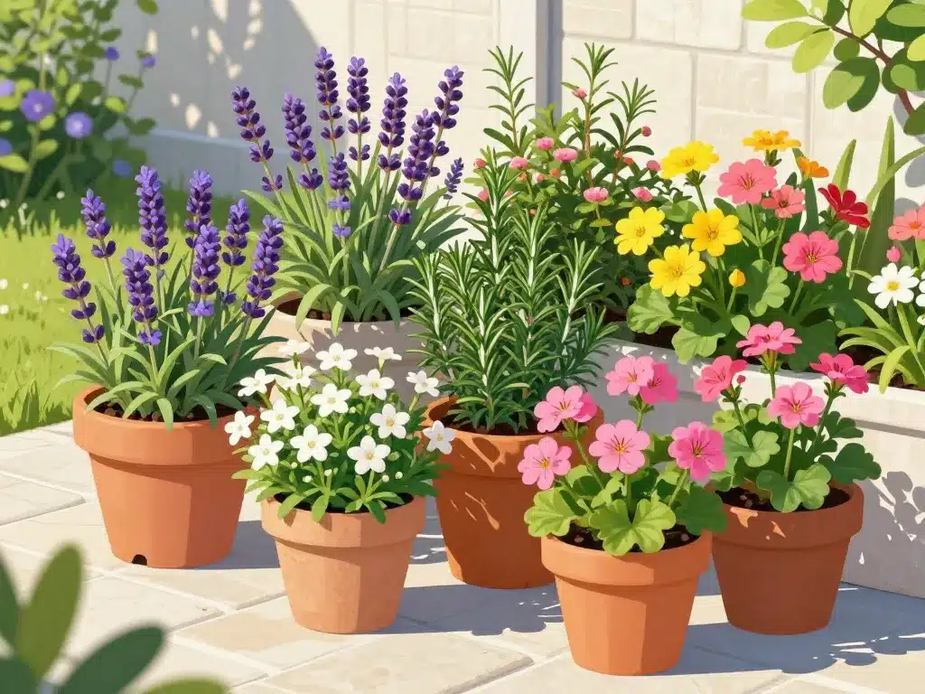 fleur sud en pots jardin balcon