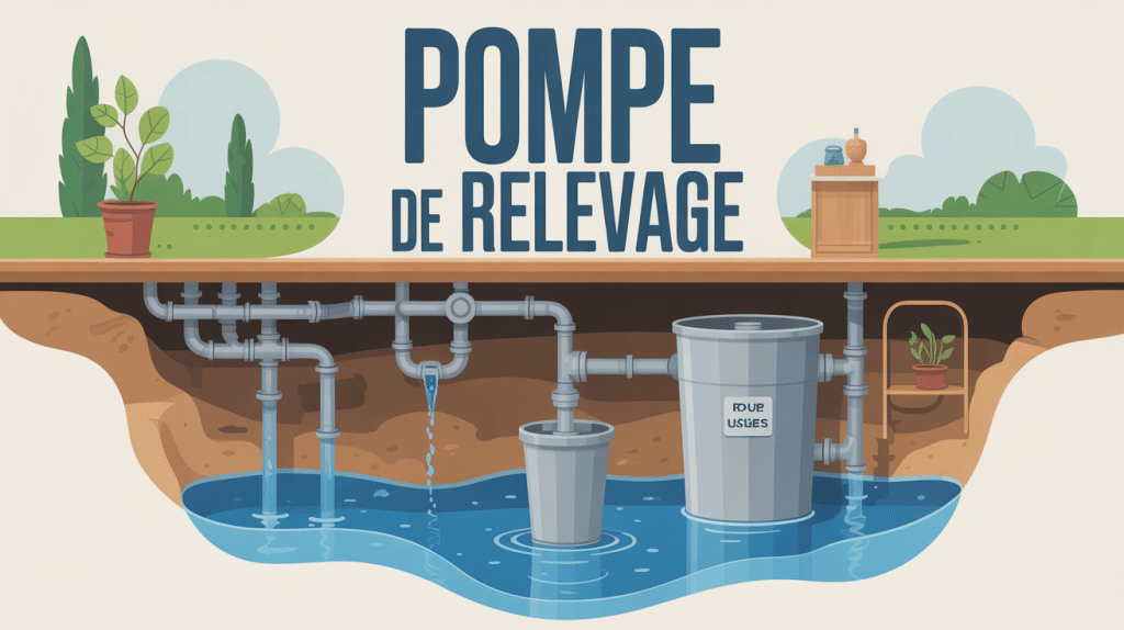 Illustration globale installation de pompe de relevage dans sous-sol