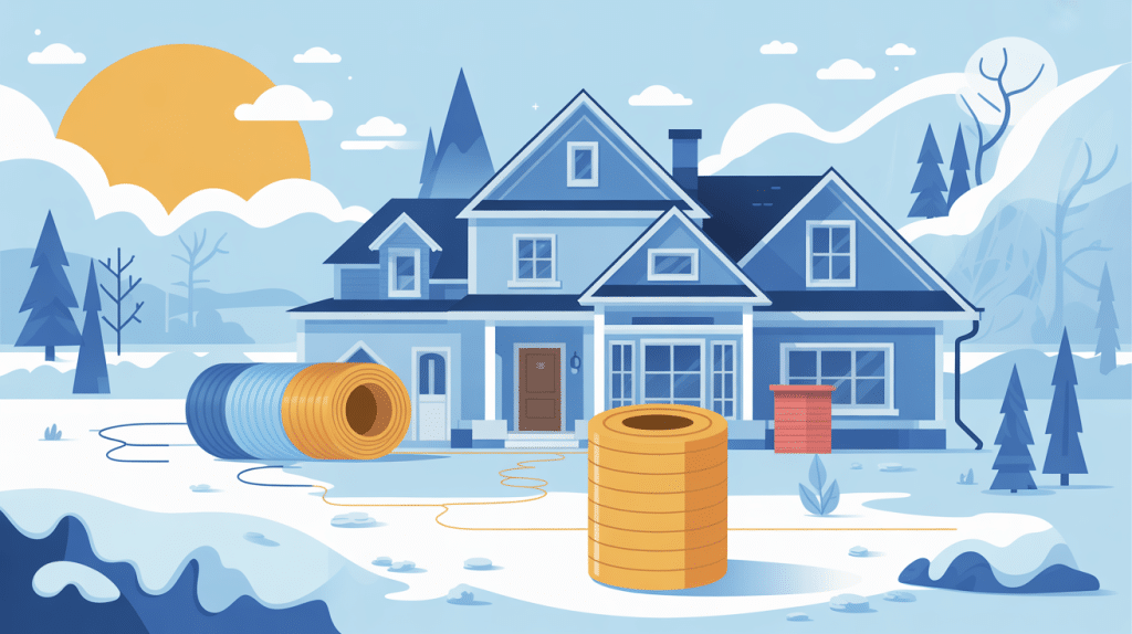 Illustration isolation tuyauterie extérieure maison contre gel