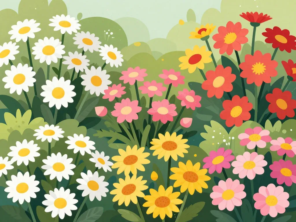 marguerite couleur diverses familles en jardin