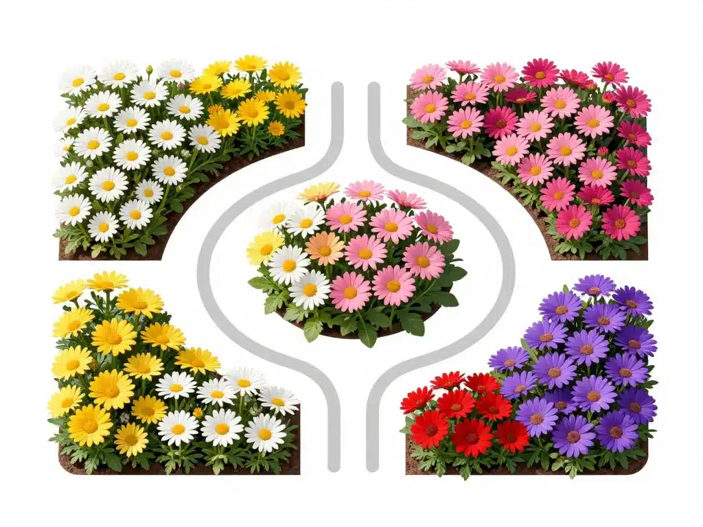 Marguerite couleurs associations massifs harmonie jardin