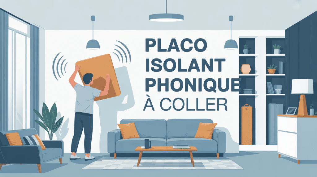 Placo isolant phonique à coller appliqué sur mur appartement moderne