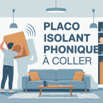 Placo isolant phonique à coller appliqué sur mur appartement moderne