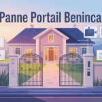 Illustration vecteur avec portail Beninca, outils diagnostic, texte problème ouverture portail beninca