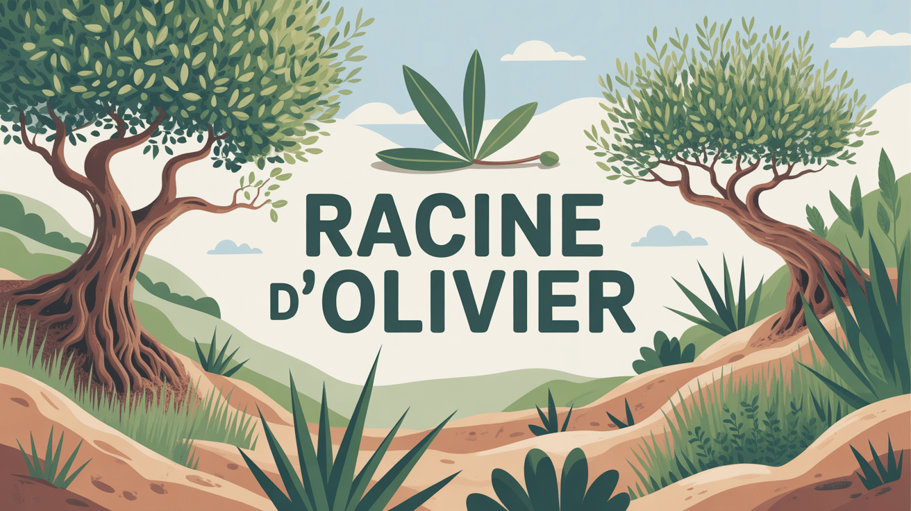 racine olivier stylisée et usages en jardin et phytothérapie