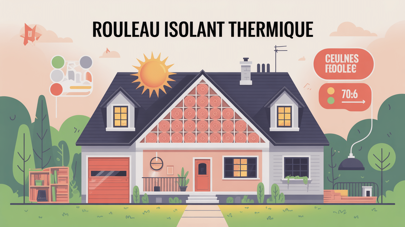 illustration rouleau isolant thermique maison section