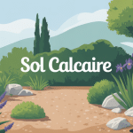 Illustration sol calcaire jardin avec plantes adaptées