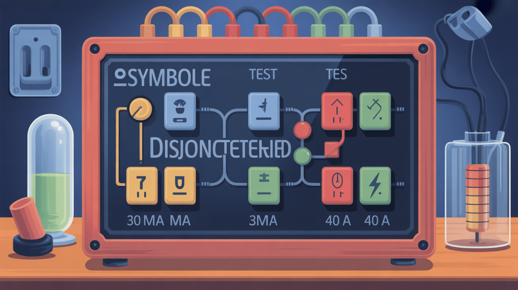 symbole disjoncteur différentiel sur tableau électrique