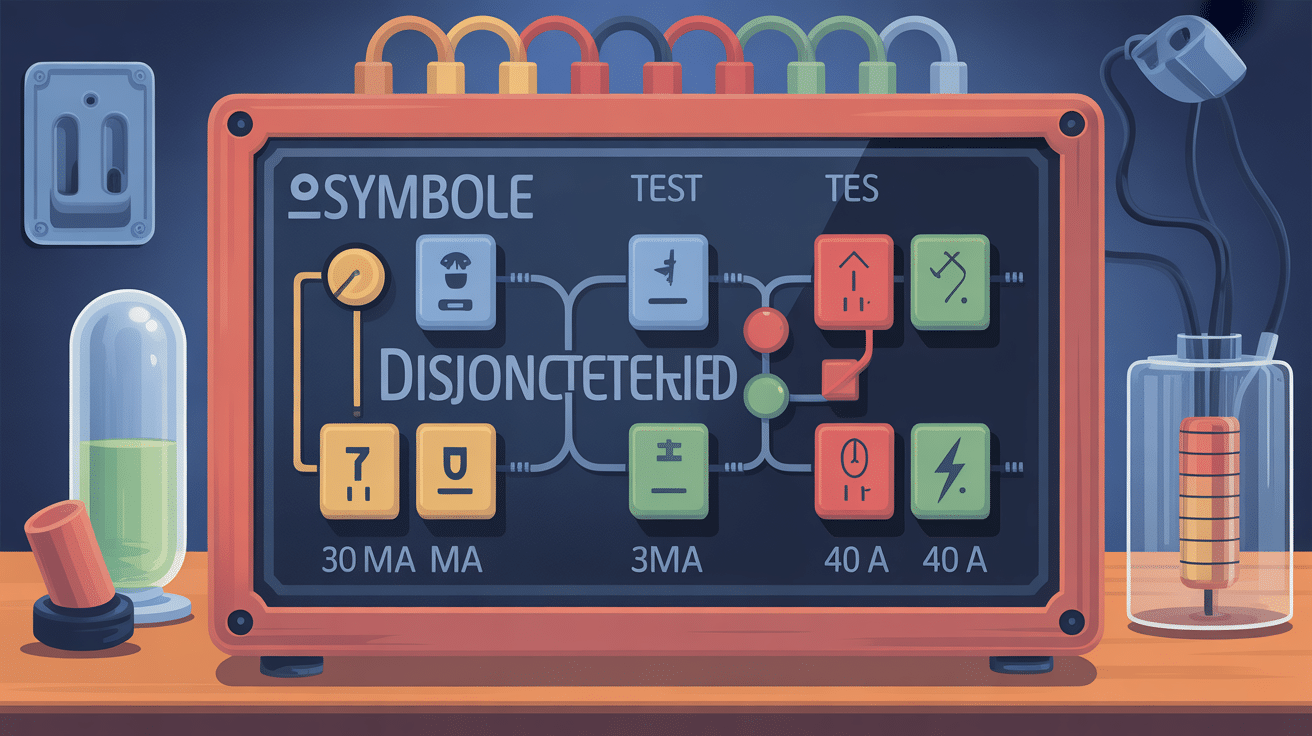 symbole disjoncteur différentiel sur tableau électrique