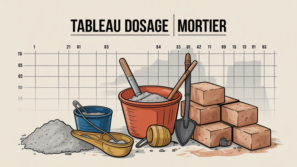 tableau dosage mortier outils chantier