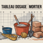 tableau dosage mortier outils chantier