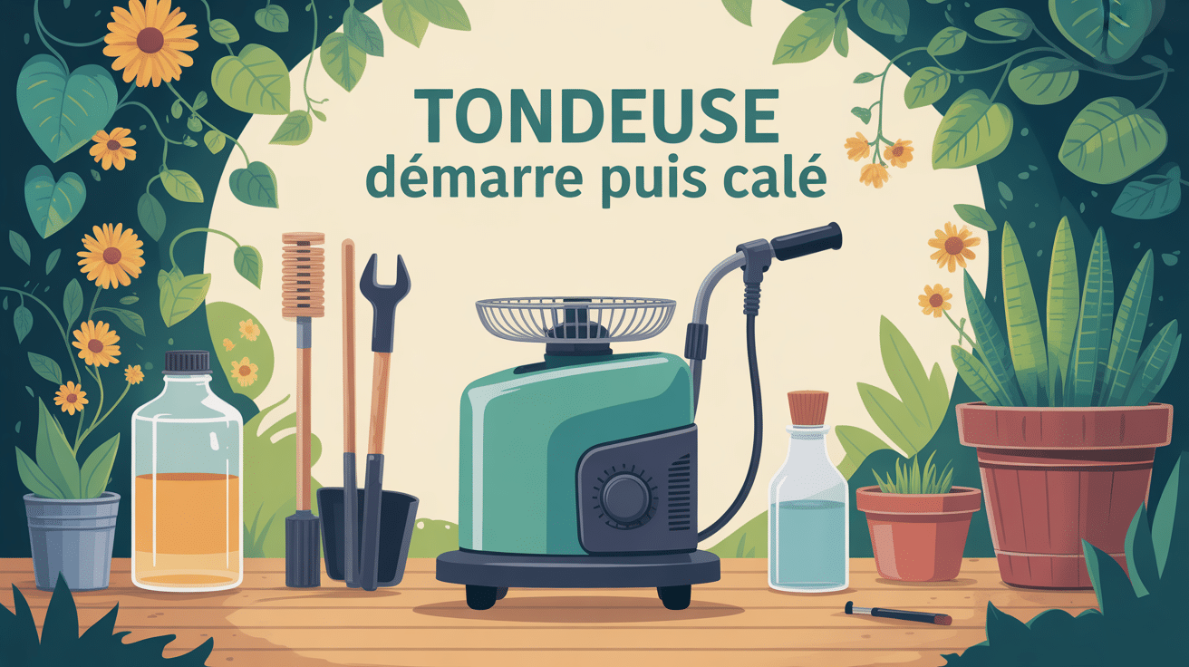 tondeuse demarre et cale illustration jardin et outils
