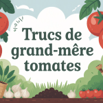 truc de grand-mère pour avoir de belles tomates, illustration de tomates en potager avec astuces traditionnelles