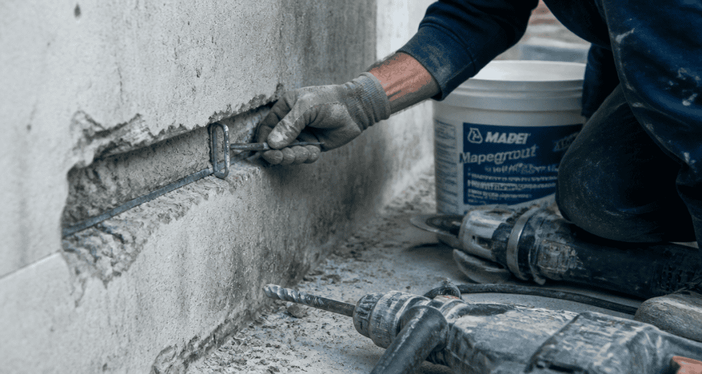agrafe pour beton installation sur fissure