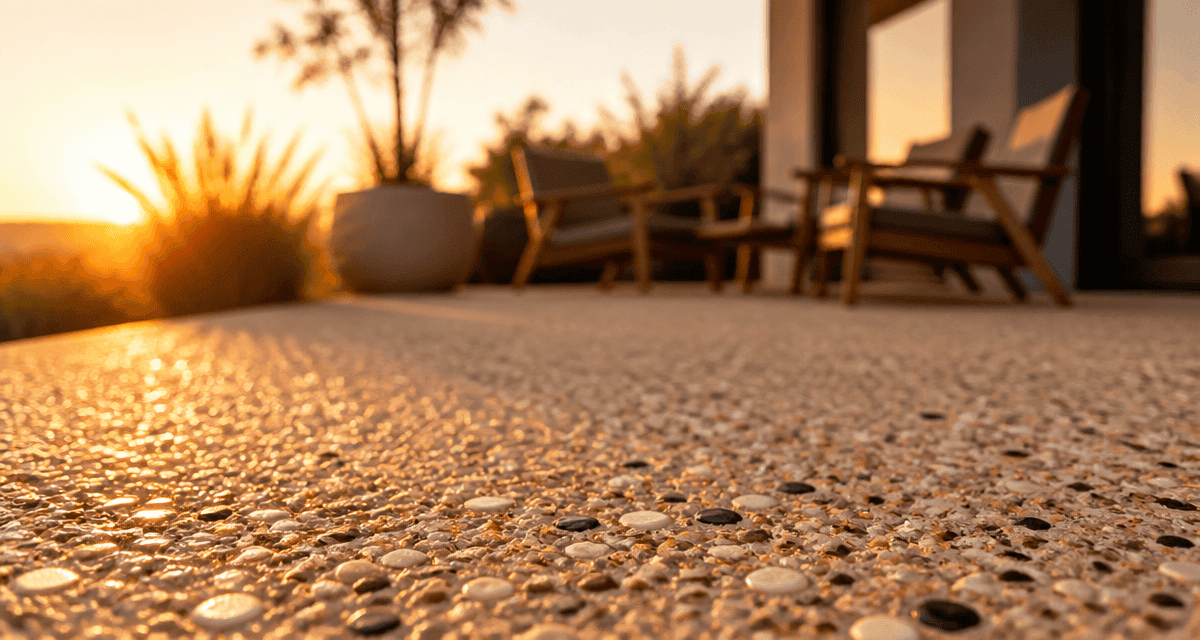 béton desactivé terrasse texture granulats