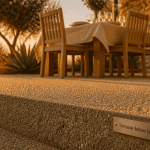 beton lavé terrasse au soleil couchant