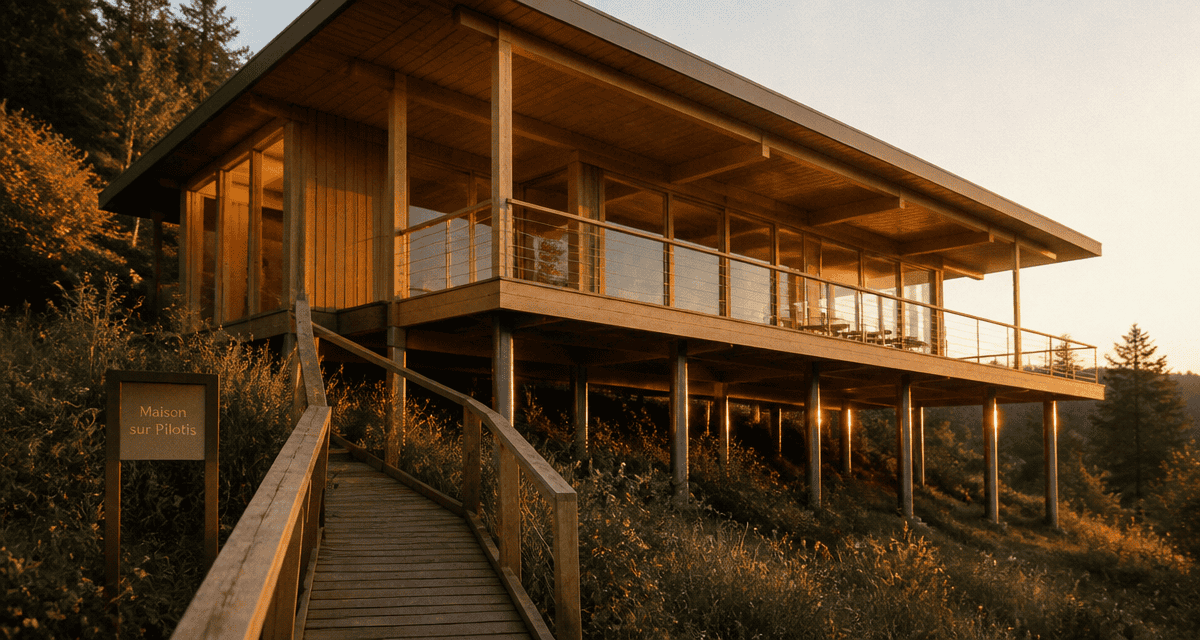 constructeur maison sur pilotis bois terrain en pente