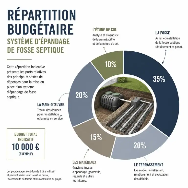 Répartition des coûts d'installation d'un système d'épandage pour fosse septique