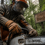 EPI tronçonneuse bûcheron équipé forêt