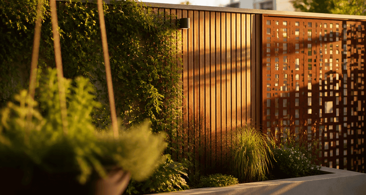 idee pour cacher un mur exterieur avec plantes bois et metal