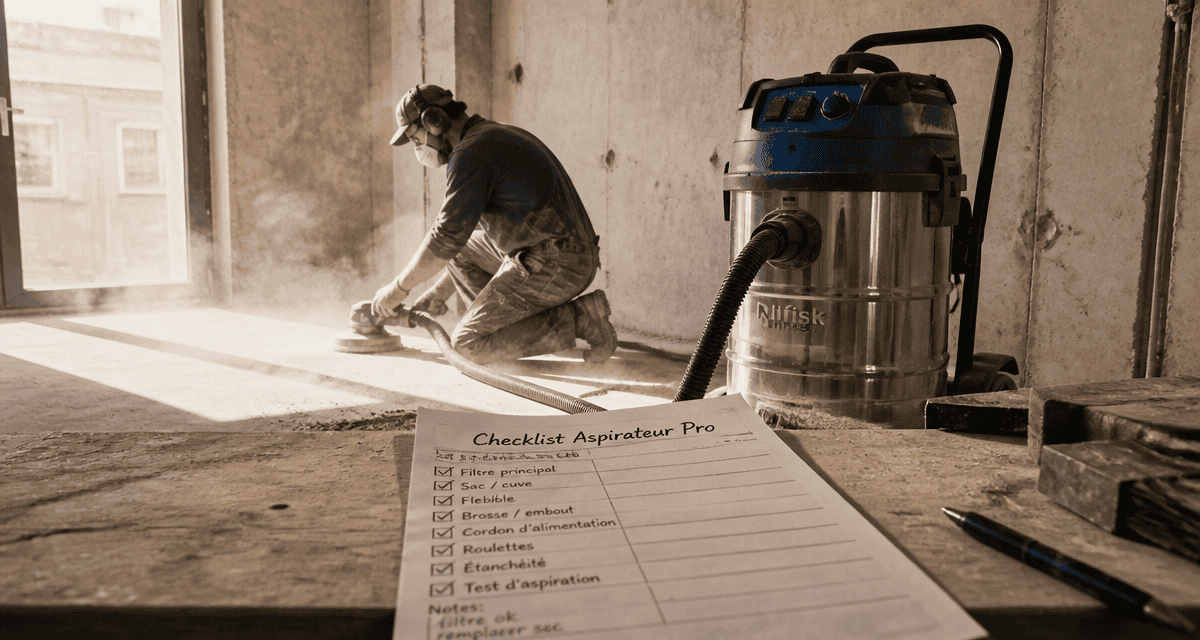 meilleur aspirateur de chantier professionnel utilisé avec ponceuse sur chantier