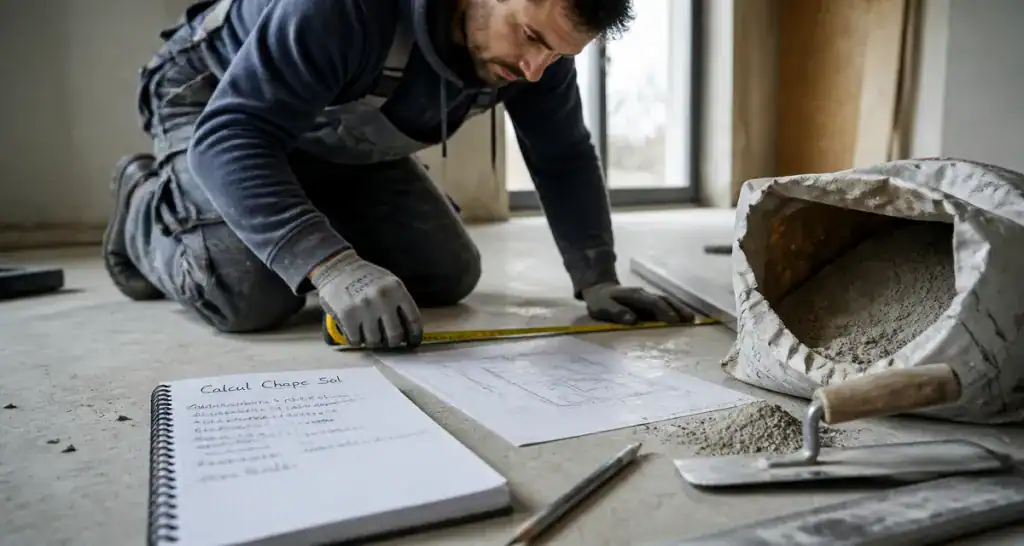 calcul pour une chape artisan mesure outils