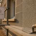 Crépi ou enduit extérieur : enduit projeté granuleux et finition grattée