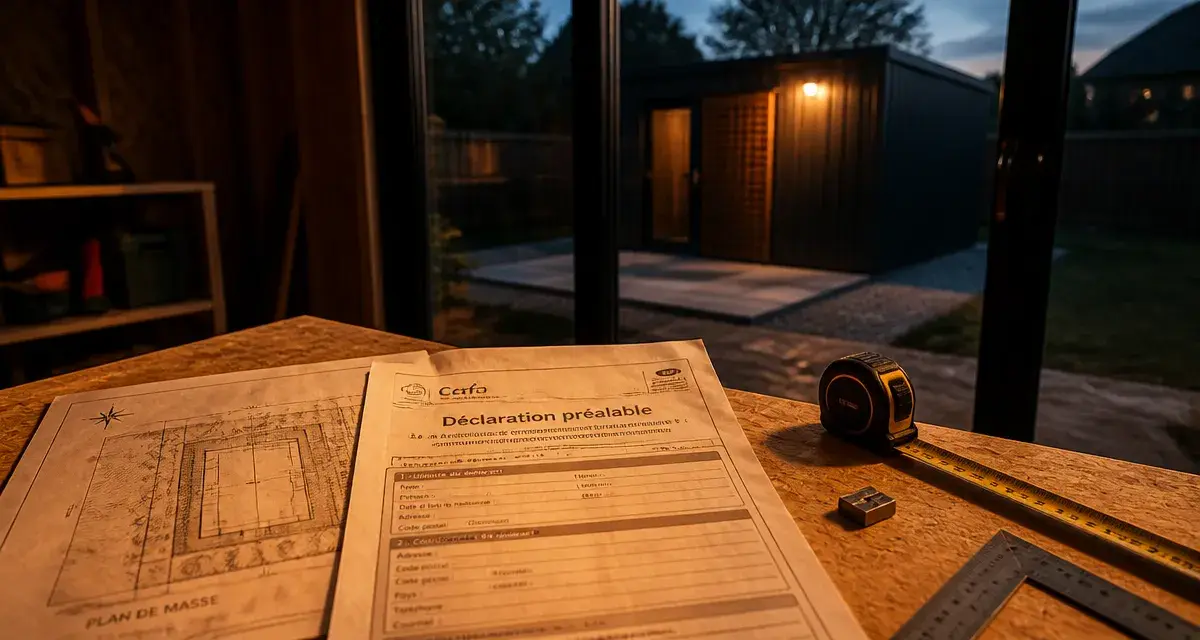 Declaration de travaux abri jardin : plan de masse et formulaire Cerfa