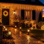 decoration noel exterieur avec guirlandes et rennes lumineux