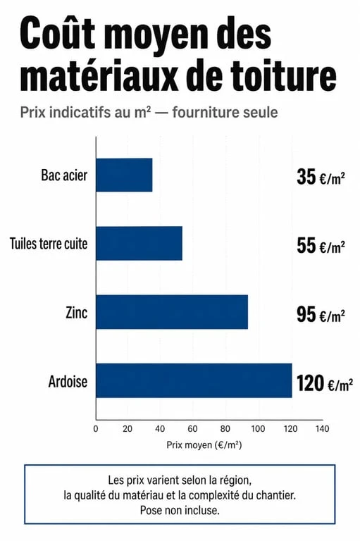 Comparatif des prix au m2 par matériau de toiture pour une rénovation