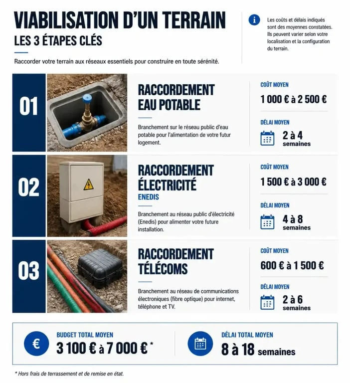 Étapes et coûts de la viabilisation d'un terrain : eau, électricité et téléphone