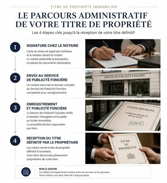 Schéma du parcours administratif pour obtenir un titre de propriété maison