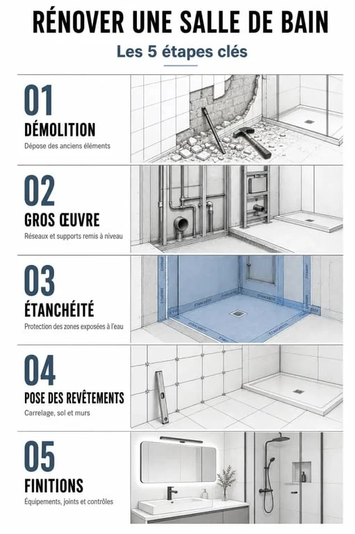 Étapes clés pour rénover une salle de bain : de la démolition aux finitions