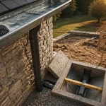 Évacuation eaux pluviales : gouttière et descente avec pente correcte
