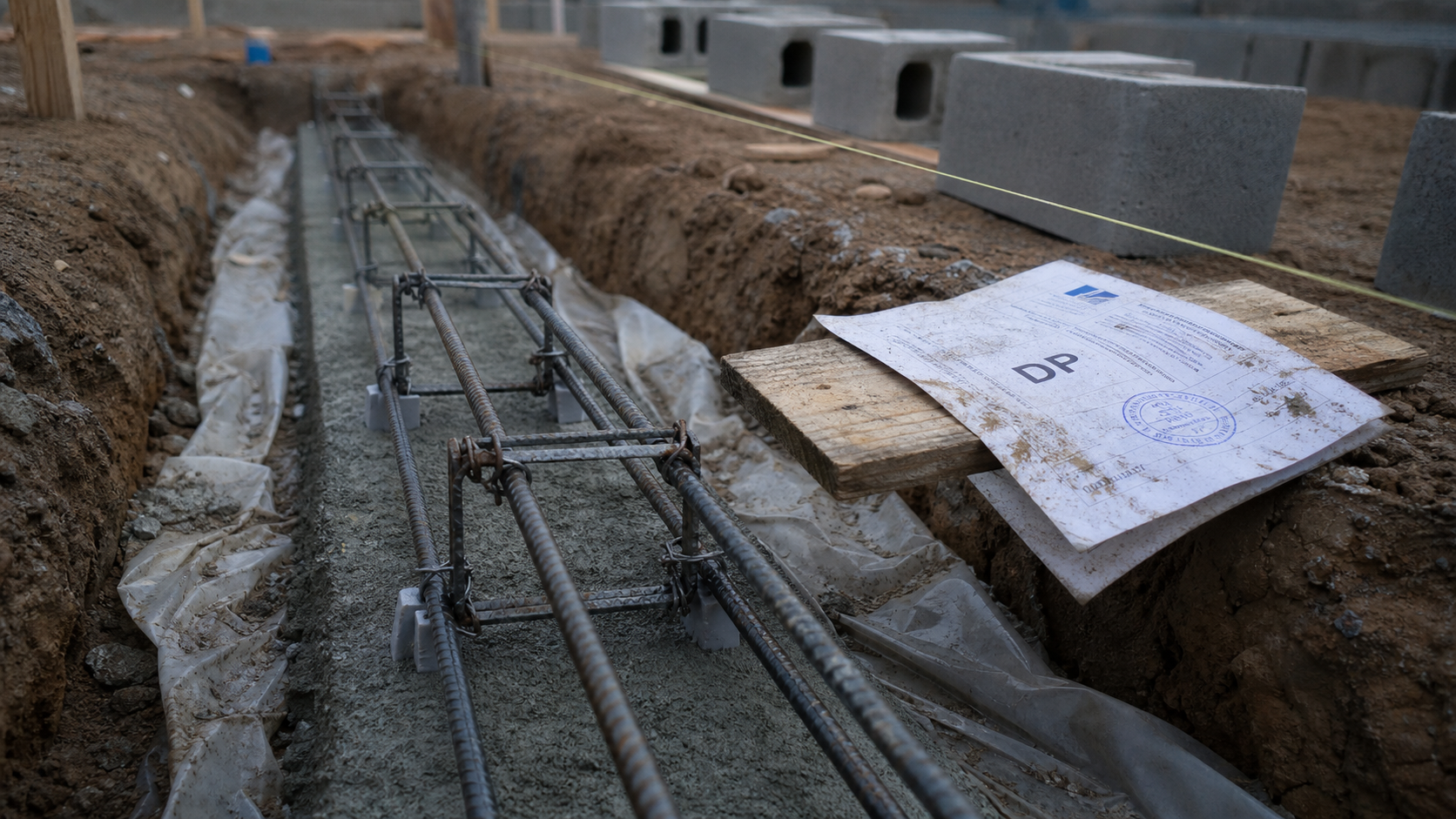 Fondation mur de cloture : semelle 40 cm et parpaings