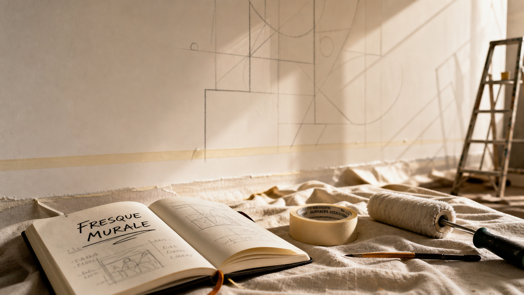 Fresque murale facile à faire : 3 techniques sur mur préparé