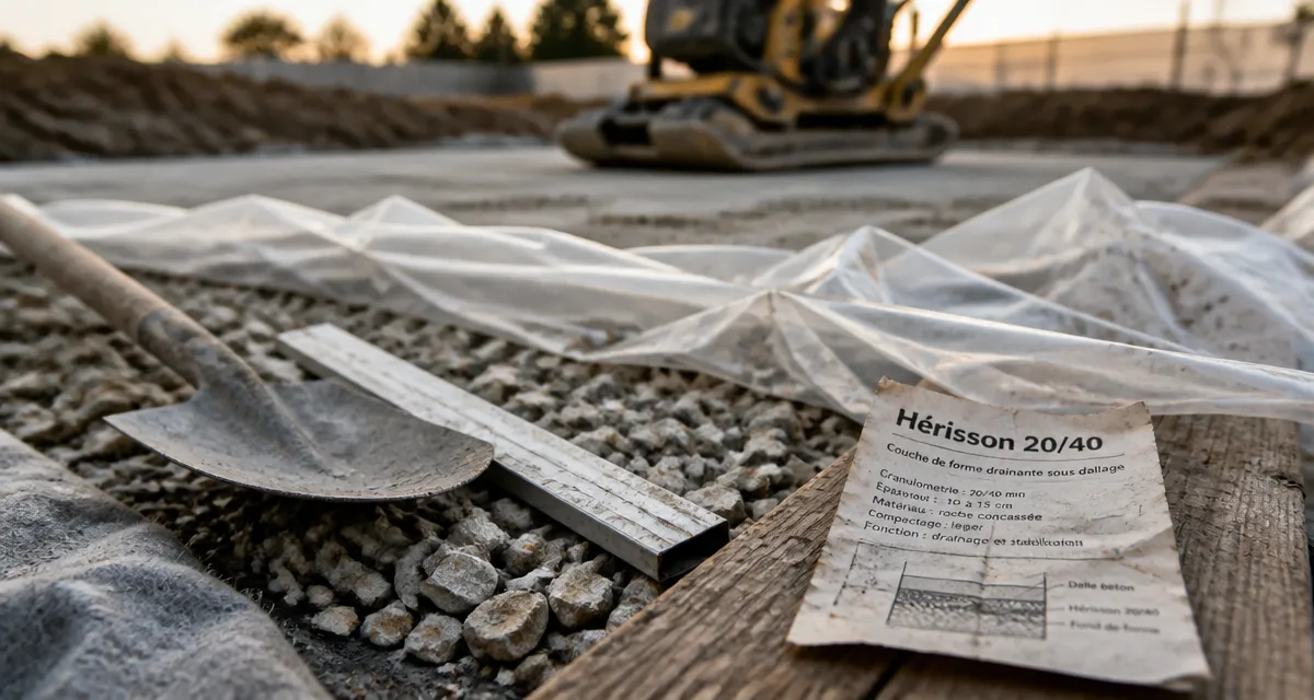 Gravier sous dalle 20/40 en hérisson, pour éviter les fissures sous dalle béton
