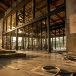 Hangar aménagé en maison en réhabilitation : isolation et dalles béton