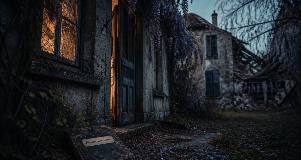 Maison abandonnée : maison sans maître, porte entrouverte et fenêtre brisée