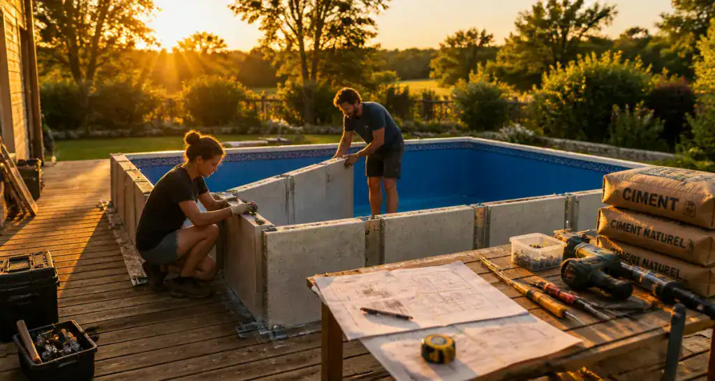 Piscine clic en kit montage terrasse