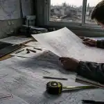 plan de récolement sur table de chantier