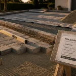 Pose pavé prix m2 : pavés béton en cours de pose sur sable